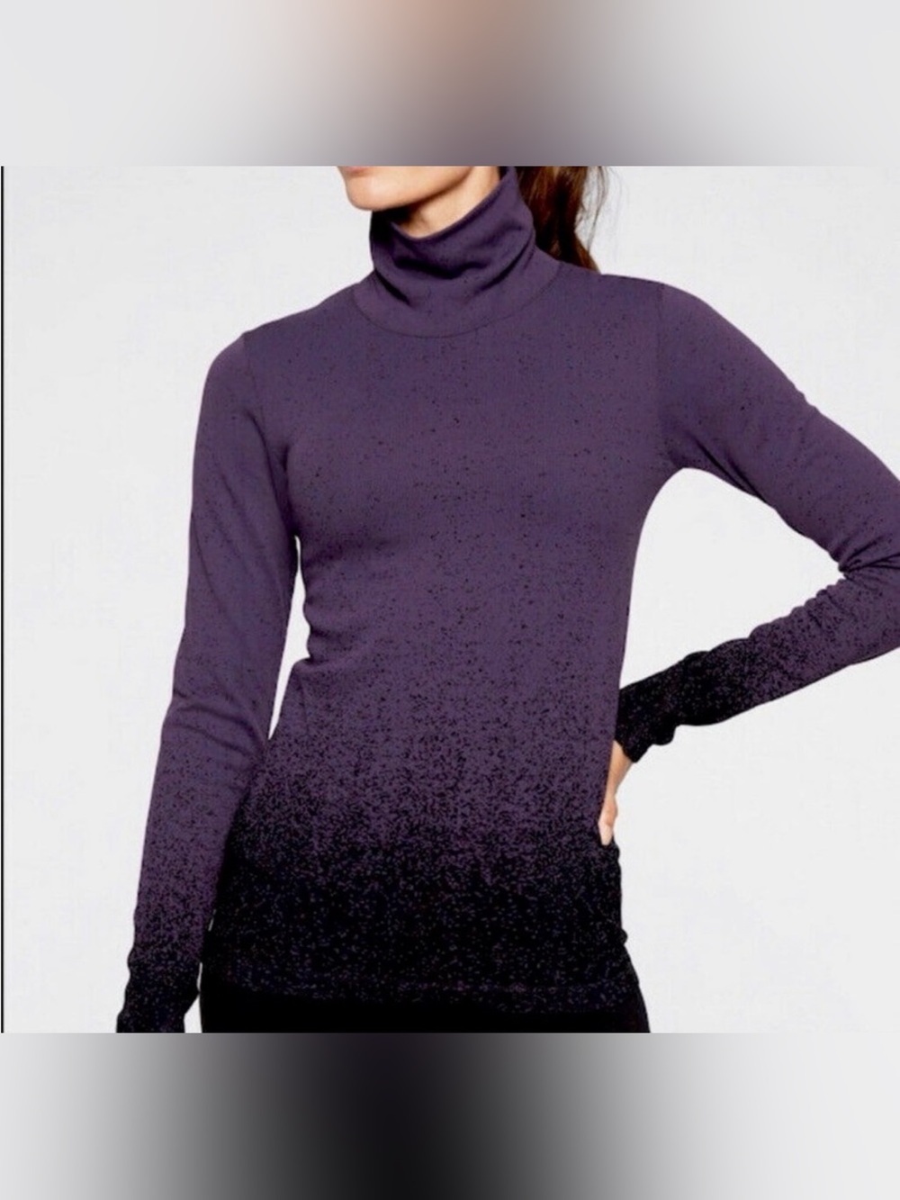 Medium athleta flurry base layer purple black turtleneck sweater ombré